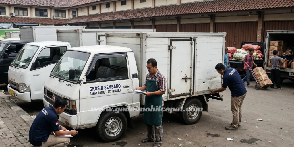 Pengecekan fisik armada operasional pemilik kios Pasar Bali Mester Jatinegara