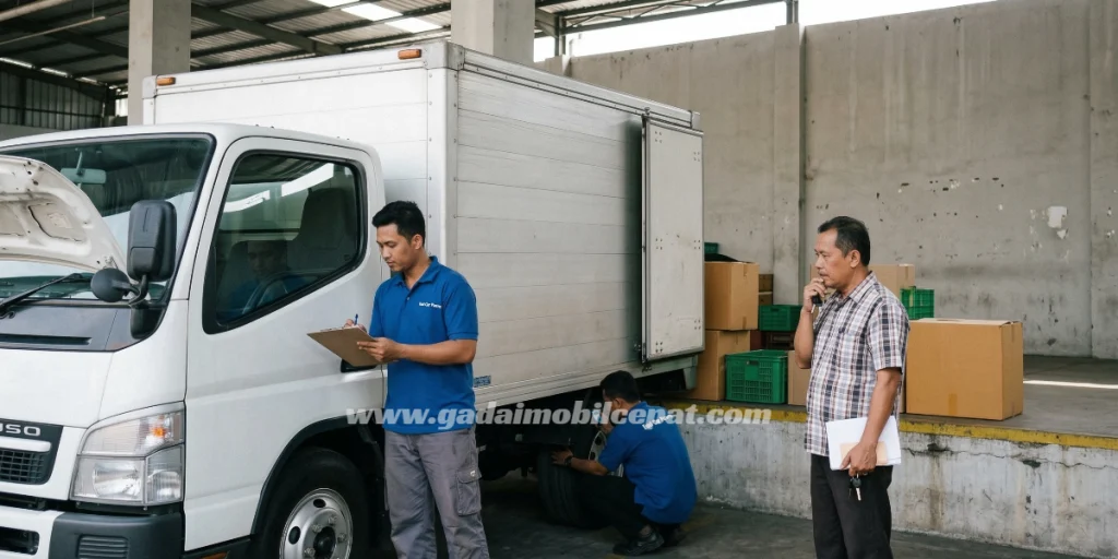 Penilaian fisik armada operasional pemilik kios Pusat Grosir Cililitan.