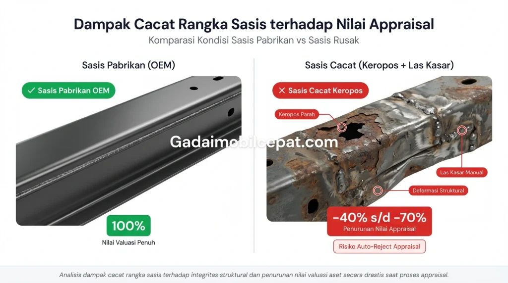 perbandingan anjloknya harga mobil akibat cacat rangka sasis keropos