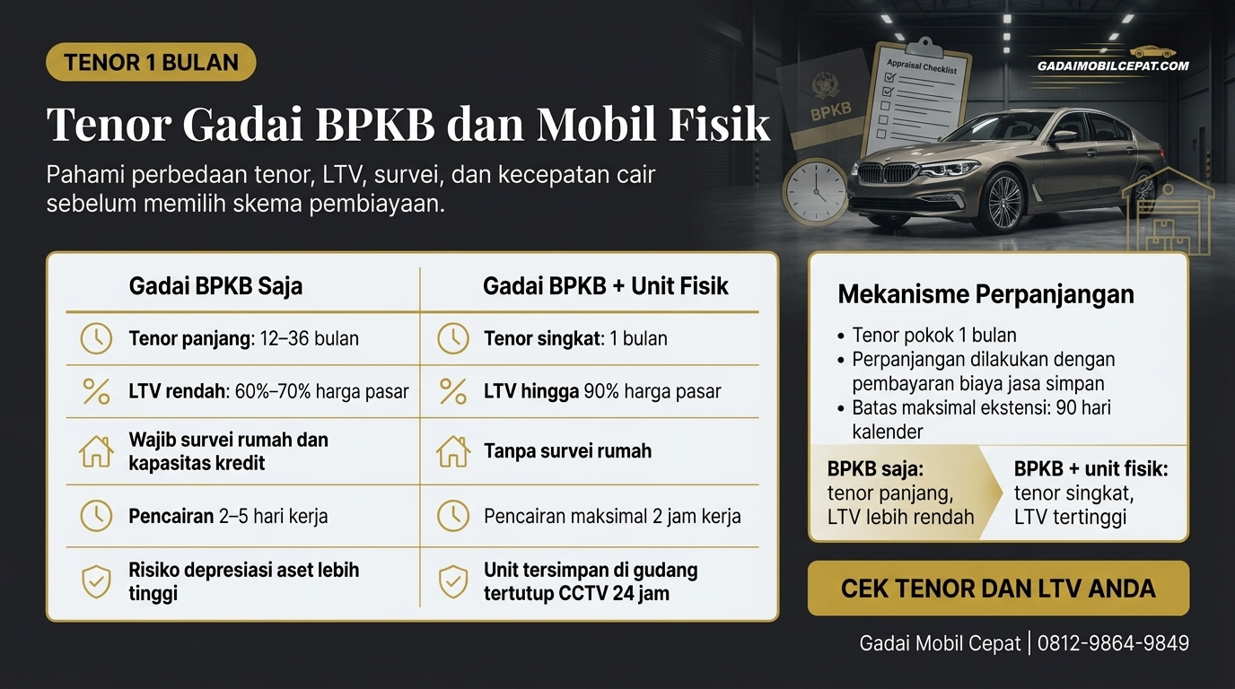 Grafik perbandingan rasio pencairan LTV 90 persen pada gadai mobil fisik berbanding LTV 60 persen pada gadai BPKB fidusia
