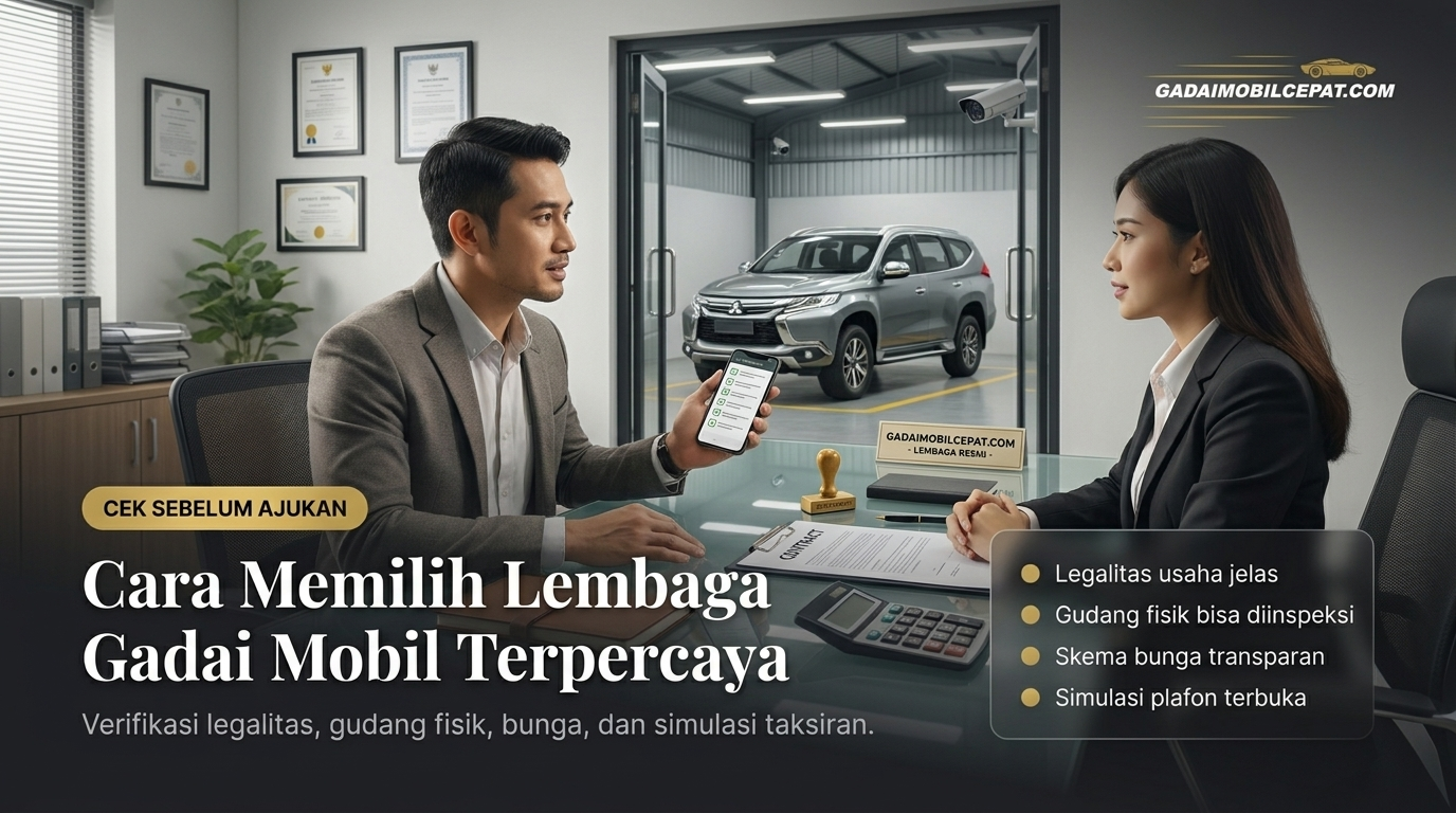 ciri lembaga gadai mobil terpercaya legalitas gudang fisik transparansi bunga